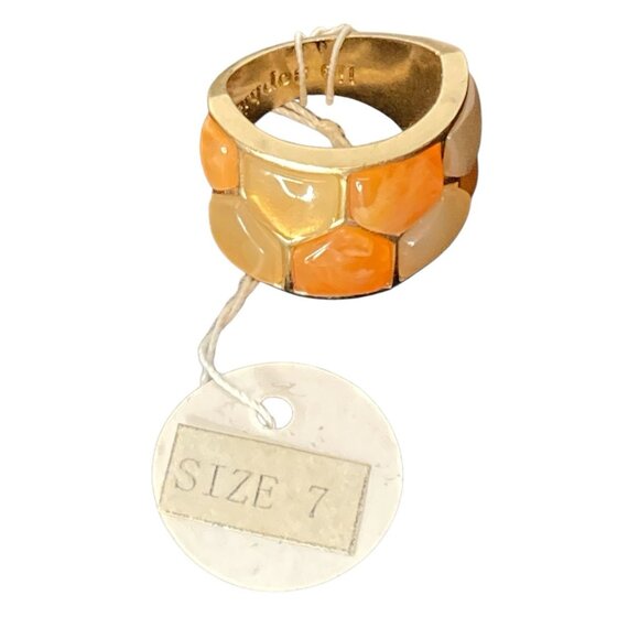 Lia Sophia Honeycomb Fall Color Ring Size 7 Antique Gold Chunky NWT - Picture 7 of 11